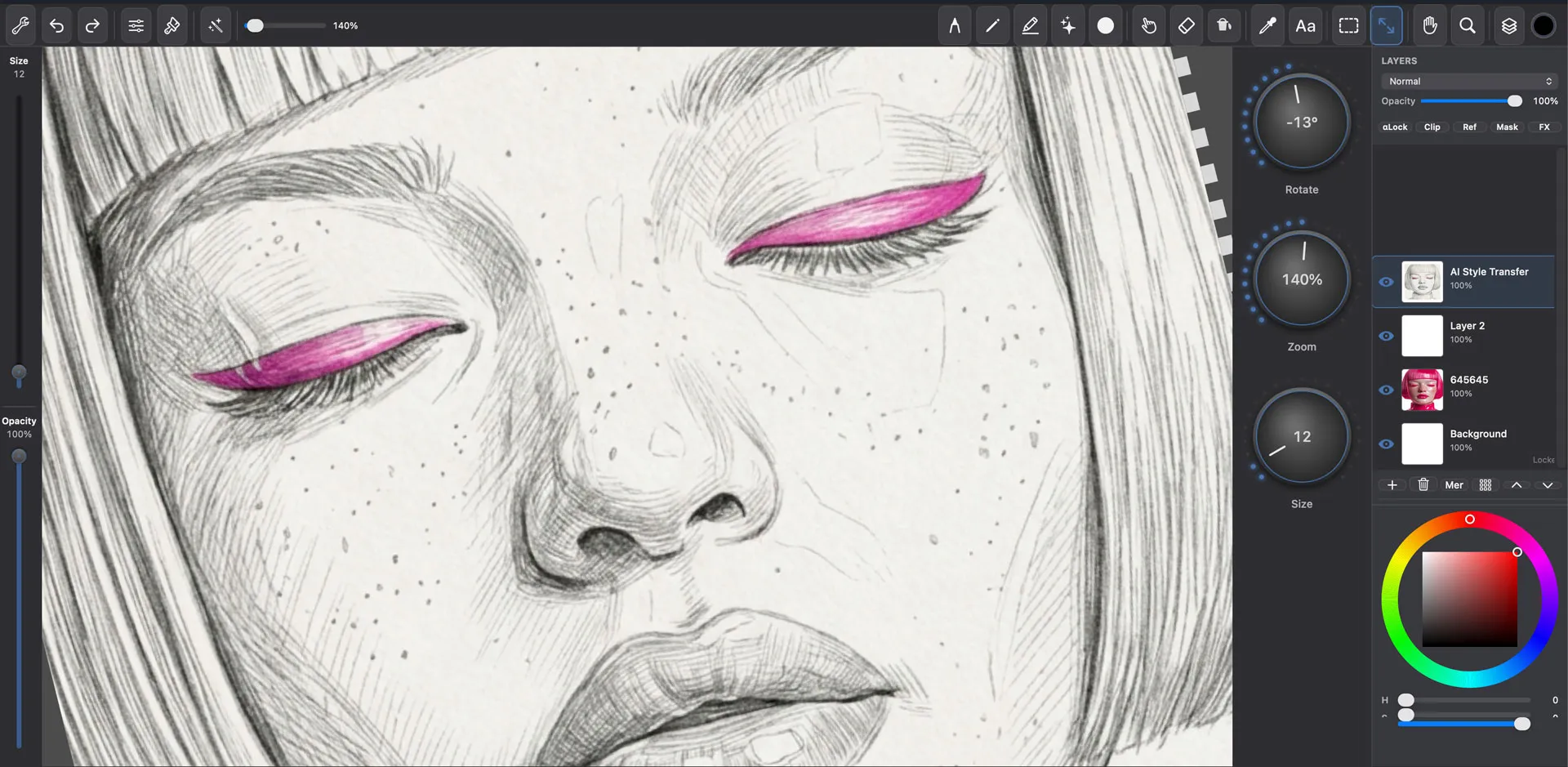 InkForge - full app view with layer panel open