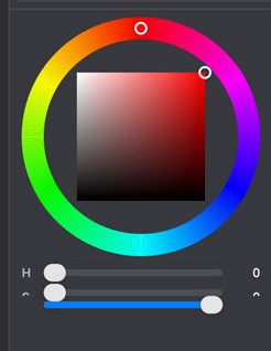 HSB color wheel with hue ring and saturation-brightness square