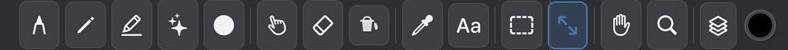 InkForge tool bar: pen, pencil, marker, spray, soft round, smudge, eraser, fill, eyedropper, text, selection, transform, pan, zoom, layers and color